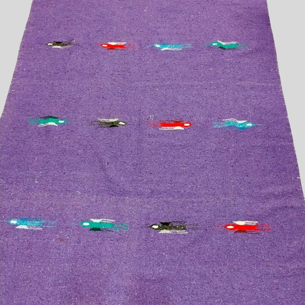 Vintage Mexican Zapotec Southwestern Serape Indian Blanket Sonora Rug Throw Wool - Picture 7 of 12